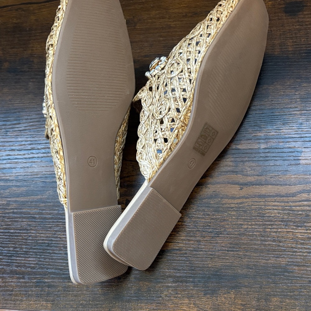 SHEIN Gold Woven Mule Slides with Crystal Accents - Picture 6 of 6